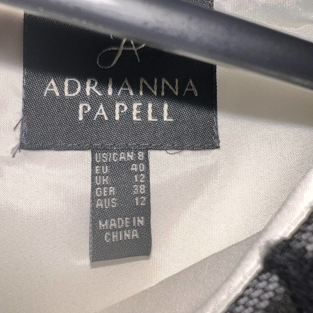Adrianna Papell Women's Dress Sheer Black Cream  Size 8